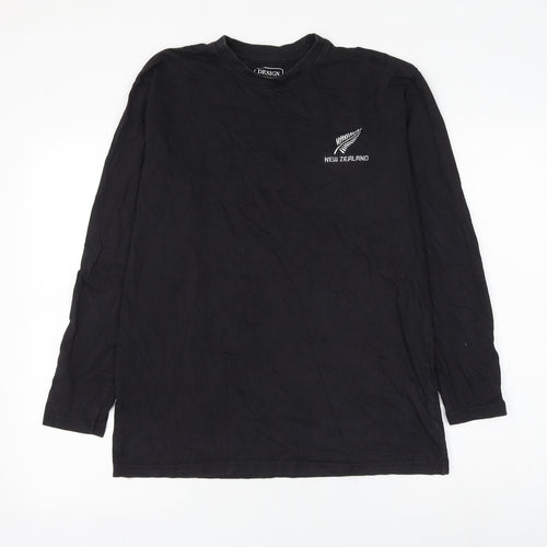 Design Apparel Mens Black Cotton T-Shirt Size M Round Neck - New Zealand