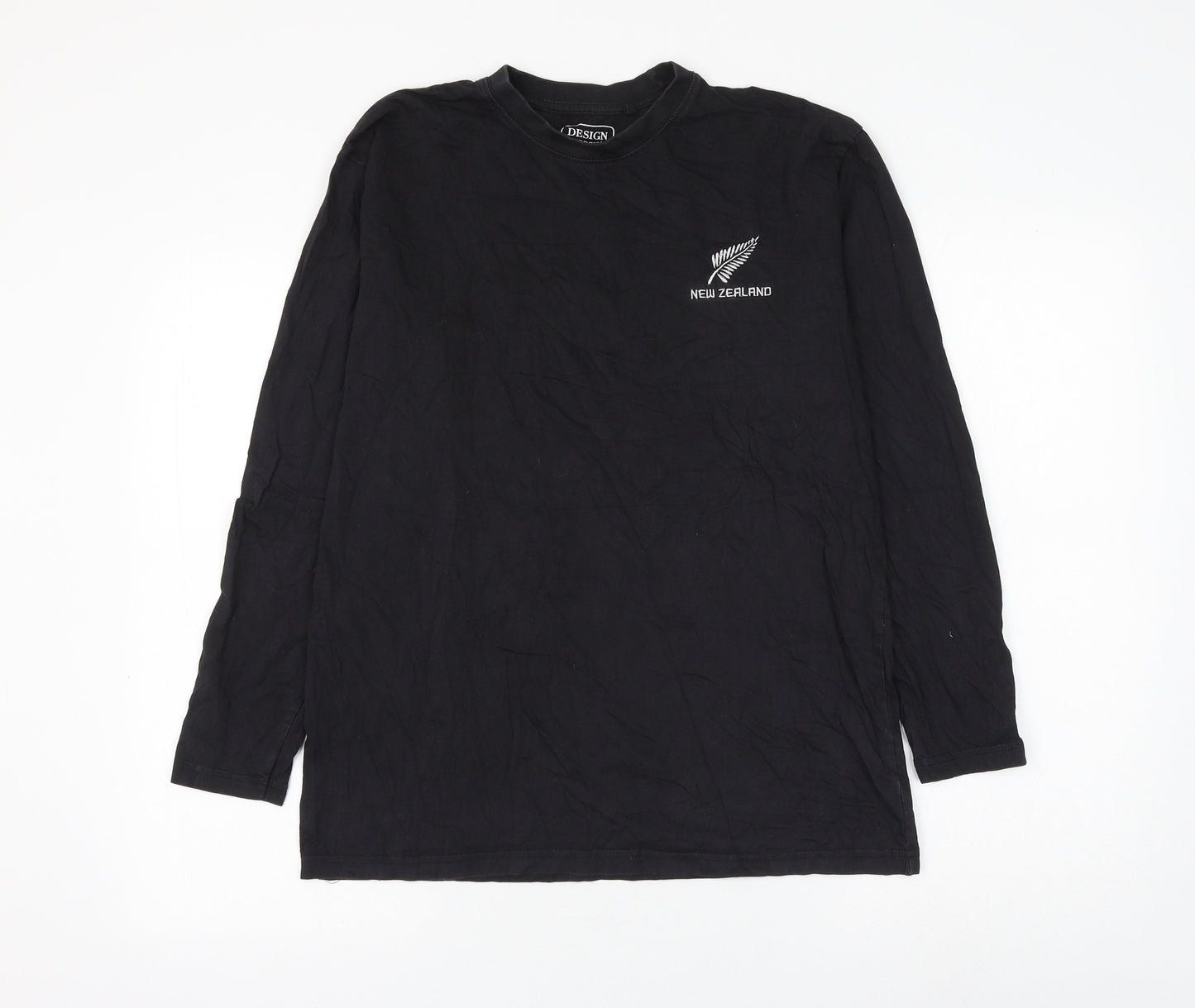 Design Apparel Mens Black Cotton T-Shirt Size M Round Neck - New Zealand