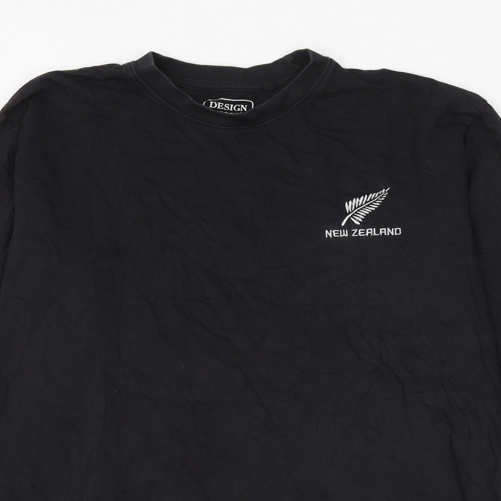 Design Apparel Mens Black Cotton T-Shirt Size M Round Neck - New Zealand