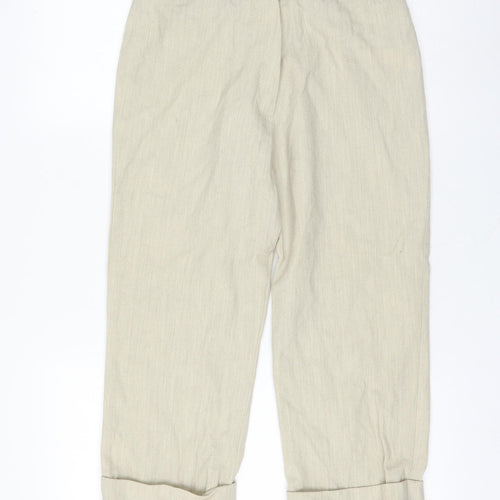 Aaayal Womens Beige Wool Capri Trousers Size 12 L22 in Regular Zip
