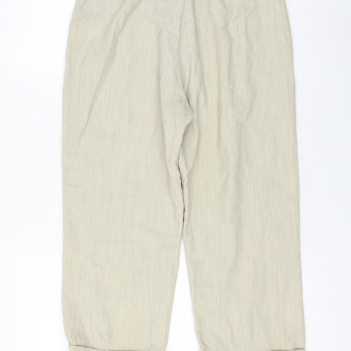 Aaayal Womens Beige Wool Capri Trousers Size 12 L22 in Regular Zip
