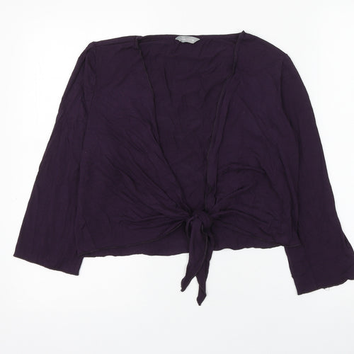 Marks and Spencer Womens Purple V-Neck Viscose Cardigan Jumper Size 14 - Knot Front