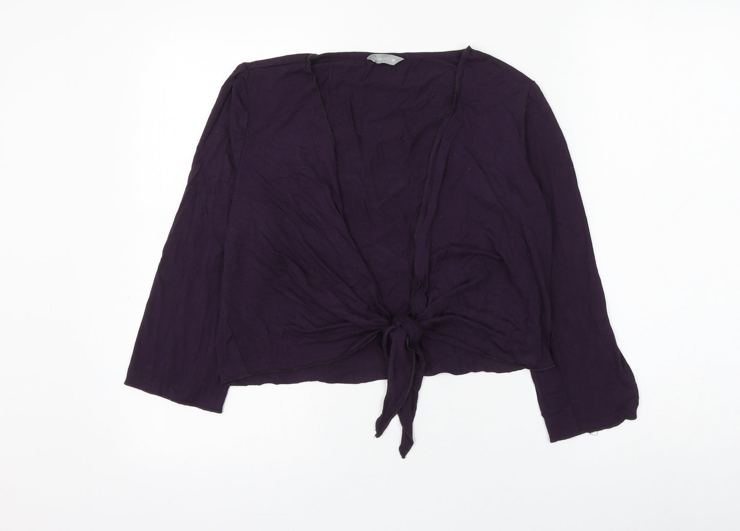 Marks and Spencer Womens Purple V-Neck Viscose Cardigan Jumper Size 14 - Knot Front