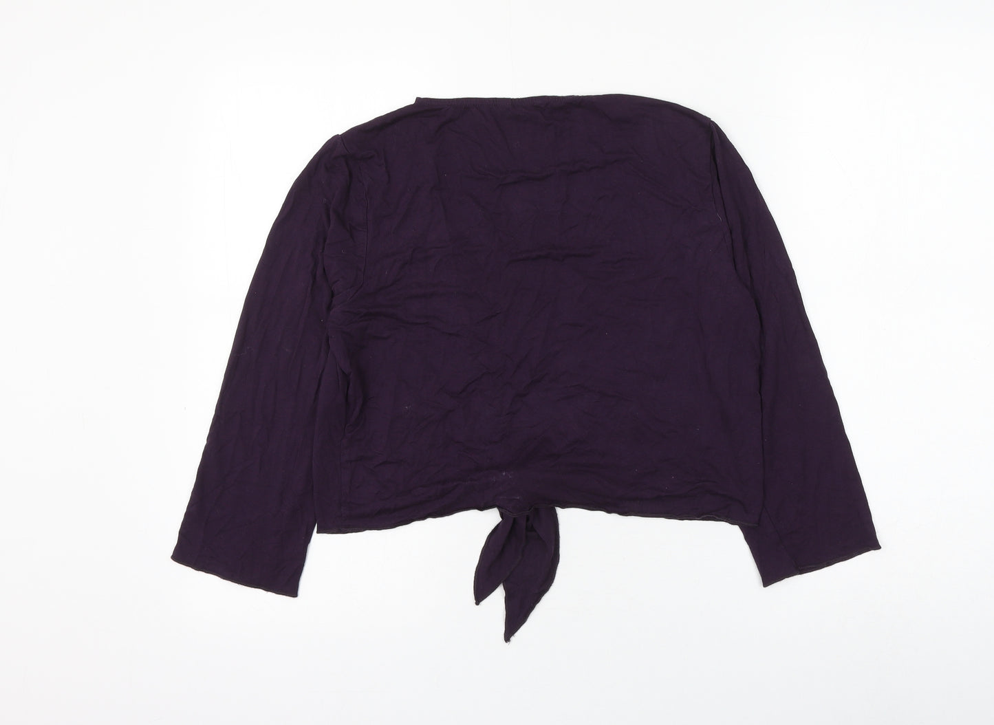 Marks and Spencer Womens Purple V-Neck Viscose Cardigan Jumper Size 14 - Knot Front