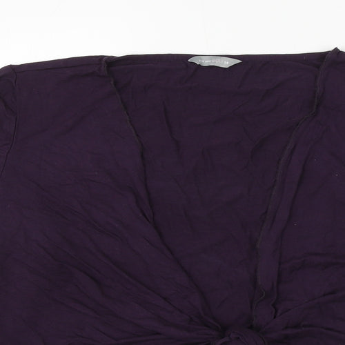 Marks and Spencer Womens Purple V-Neck Viscose Cardigan Jumper Size 14 - Knot Front