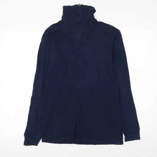BHS Womens Blue Cotton Pullover Sweatshirt Size M Zip