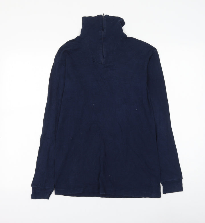 BHS Womens Blue Cotton Pullover Sweatshirt Size M Zip