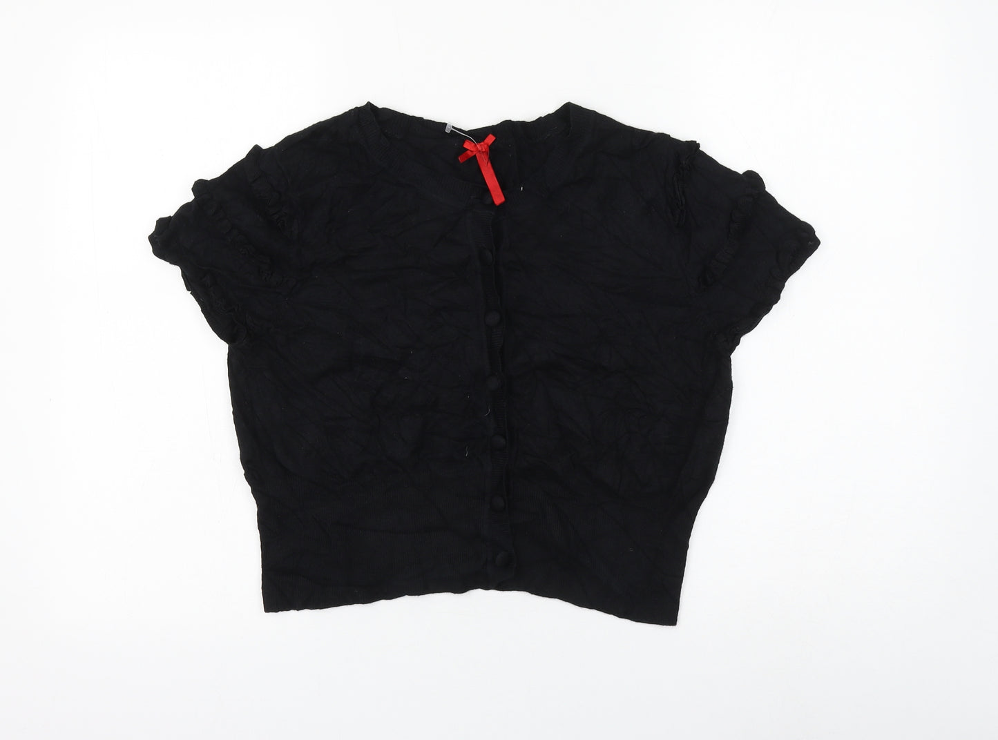 NEXT Womens Black Round Neck Viscose Cardigan Jumper Size 16
