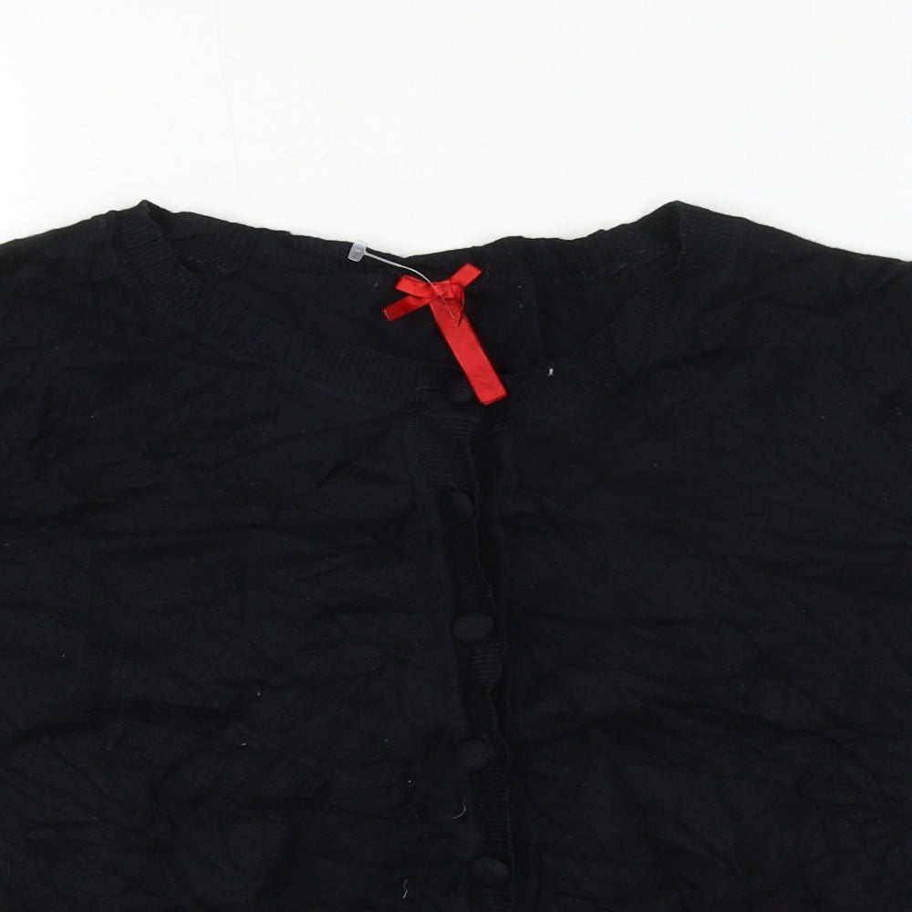 NEXT Womens Black Round Neck Viscose Cardigan Jumper Size 16