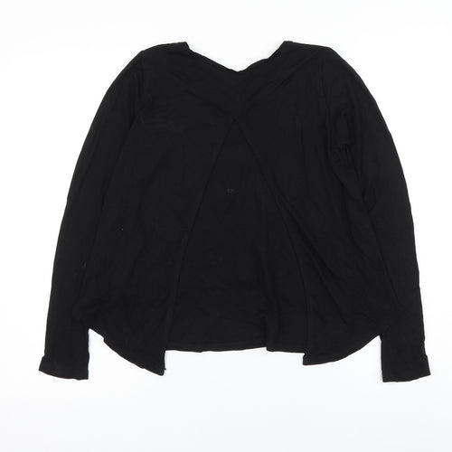 H&M Girls Black Viscose Basic Blouse Size 11-12 Years Round Neck Pullover - West Coast Slogan