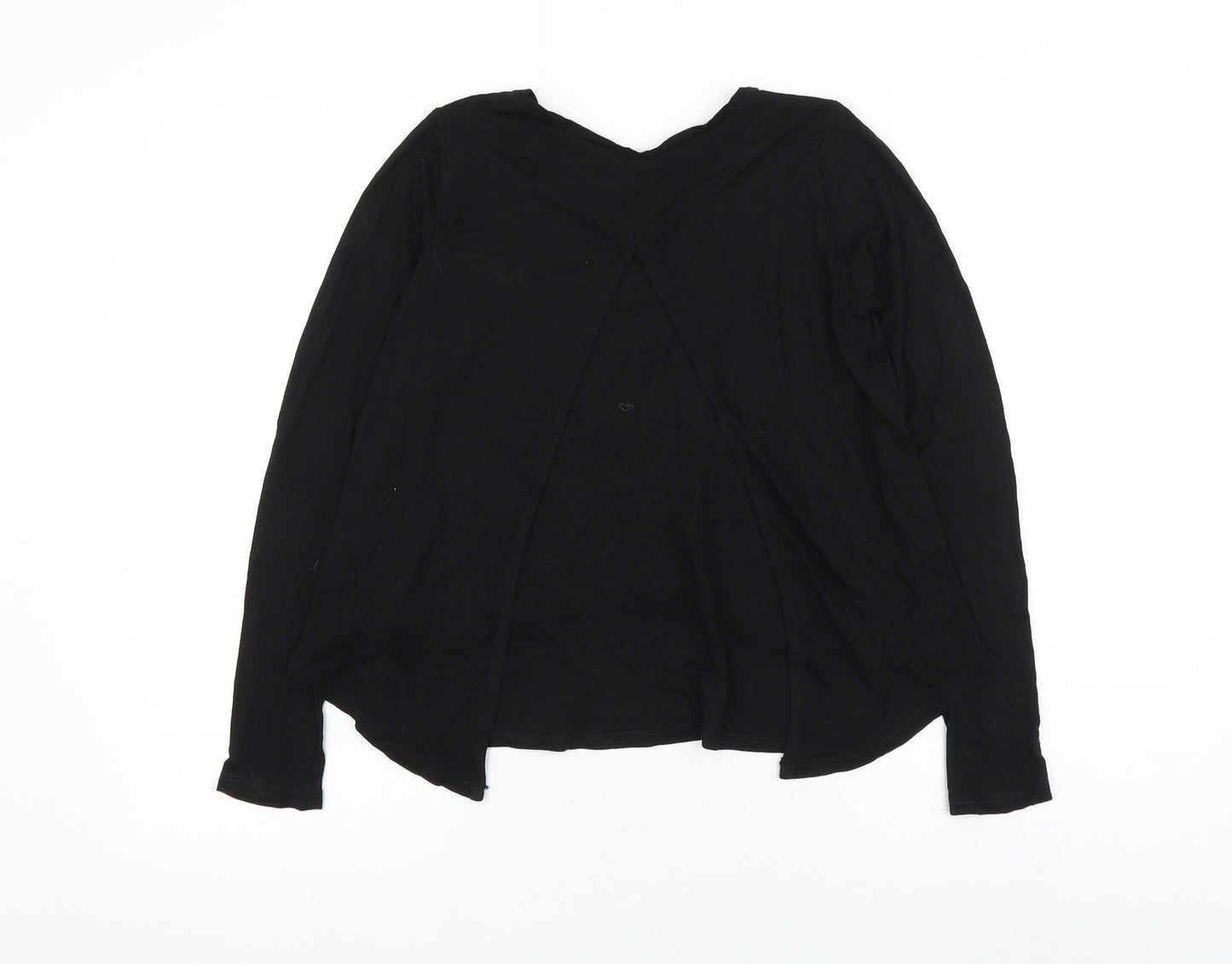 H&M Girls Black Viscose Basic Blouse Size 11-12 Years Round Neck Pullover - West Coast Slogan