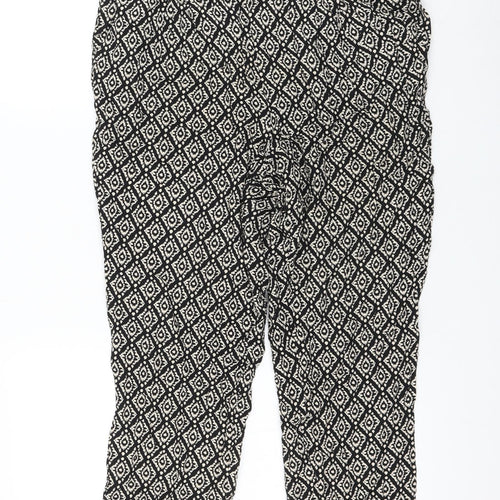 prew Womens Black Geometric Viscose Capri Trousers Size 32 in L22 in Regular