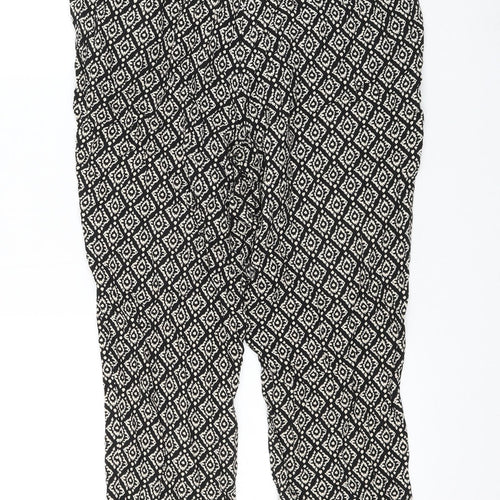 prew Womens Black Geometric Viscose Capri Trousers Size 32 in L22 in Regular
