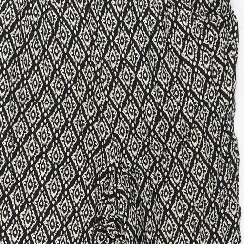 prew Womens Black Geometric Viscose Capri Trousers Size 32 in L22 in Regular