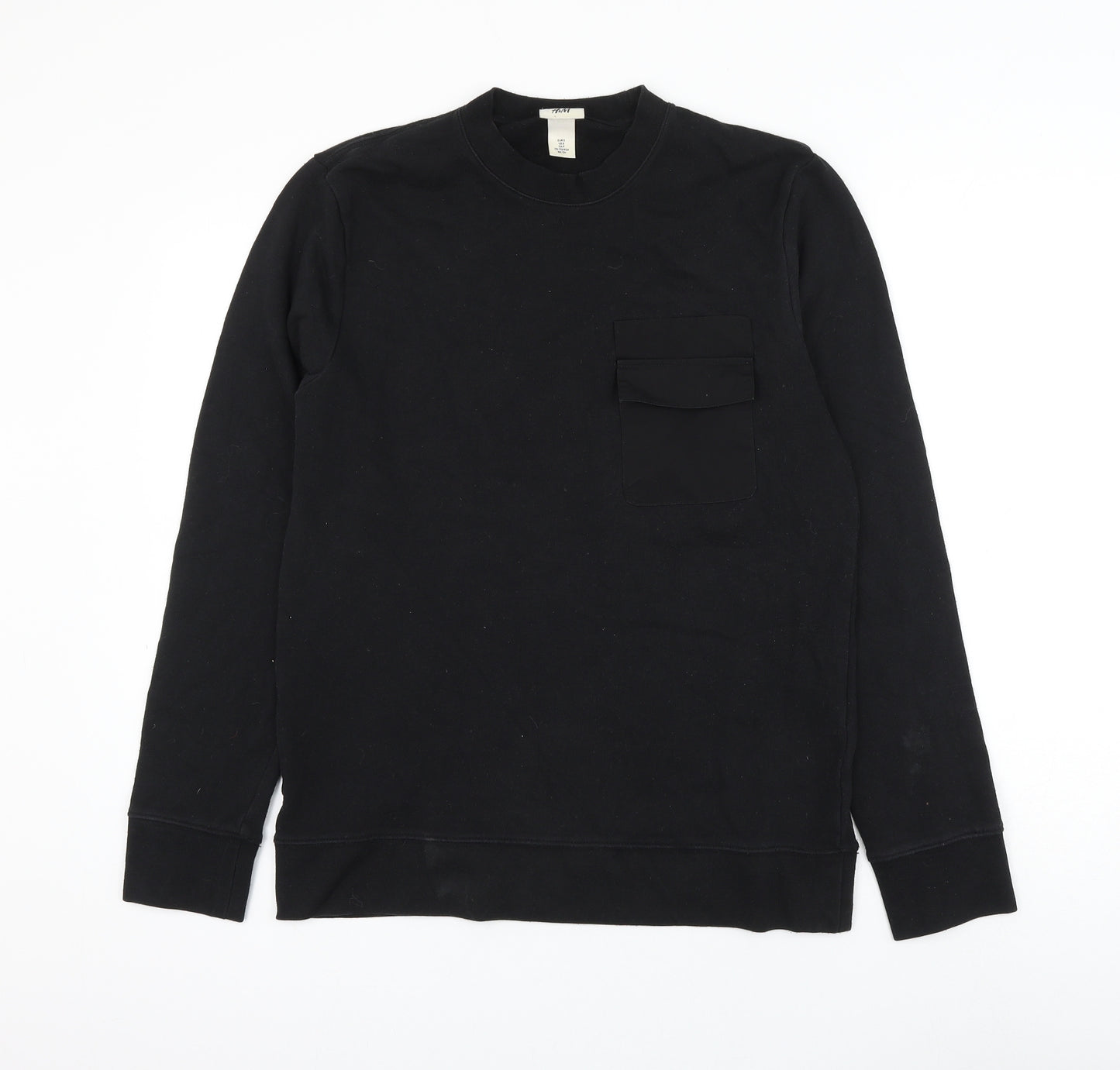 H&M Mens Black Cotton Pullover Sweatshirt Size S