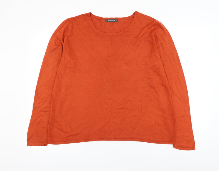 Bonmarché Womens Orange Round Neck Acrylic Pullover Jumper Size M