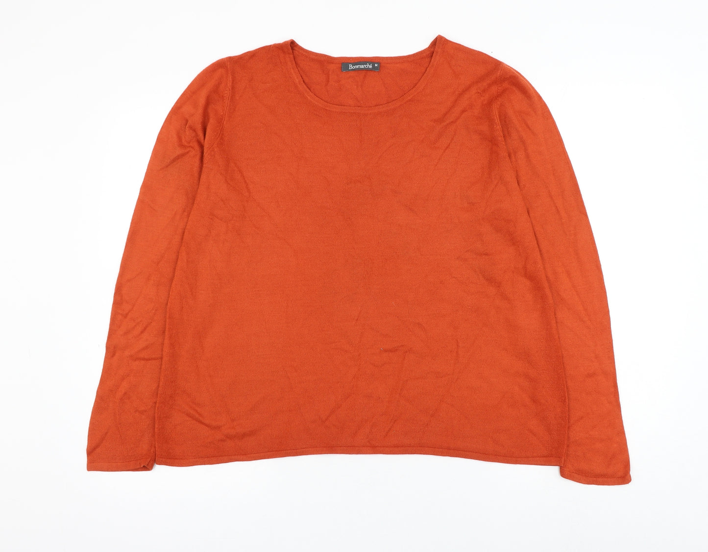 Bonmarché Womens Orange Round Neck Acrylic Pullover Jumper Size M