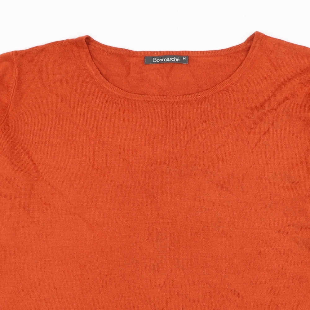 Bonmarché Womens Orange Round Neck Acrylic Pullover Jumper Size M