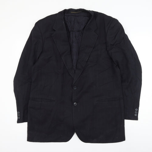 Marks and Spencer Mens Blue Striped Polyester Jacket Suit Jacket Size 42