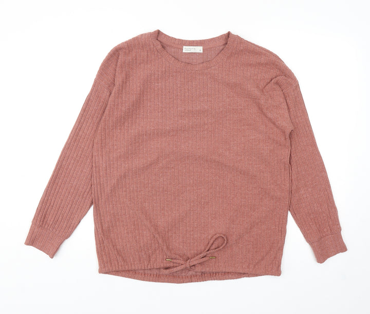 Papaya Womens Pink Polyester Pullover Sweatshirt Size 12 Drawstring