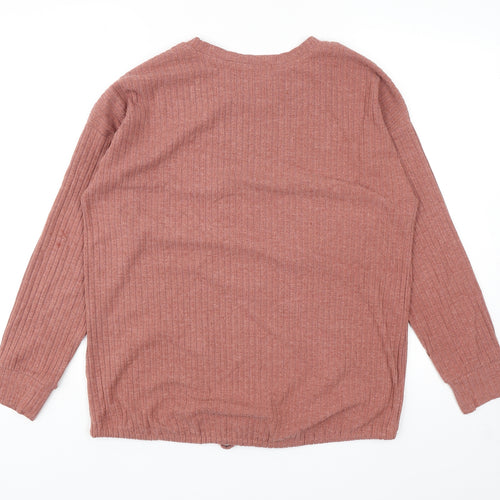 Papaya Womens Pink Polyester Pullover Sweatshirt Size 12 Drawstring