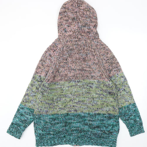 Cotton Traders Womens Multicoloured Round Neck Acrylic Full Zip Jumper Size 16