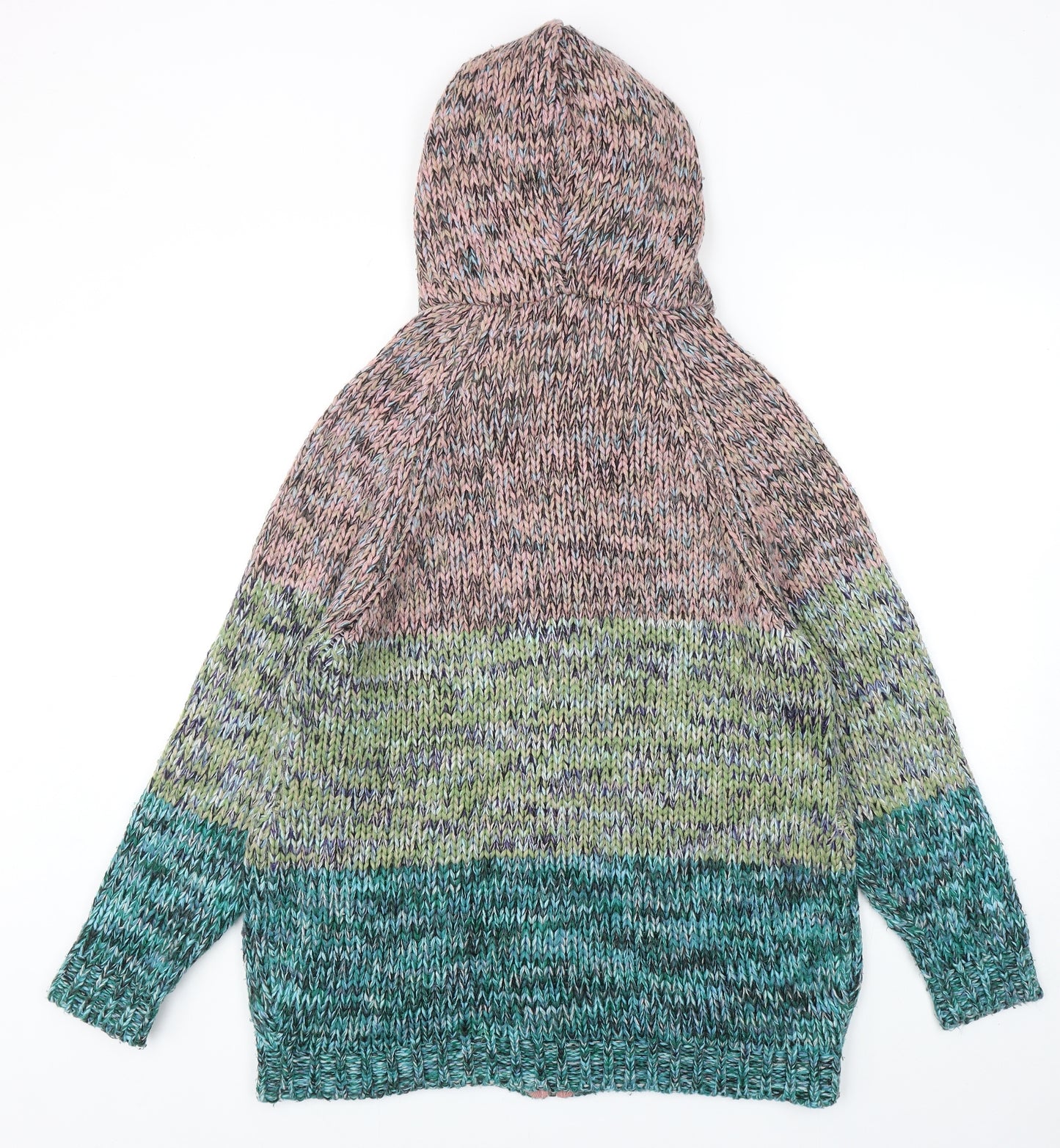 Cotton Traders Womens Multicoloured Round Neck Acrylic Full Zip Jumper Size 16