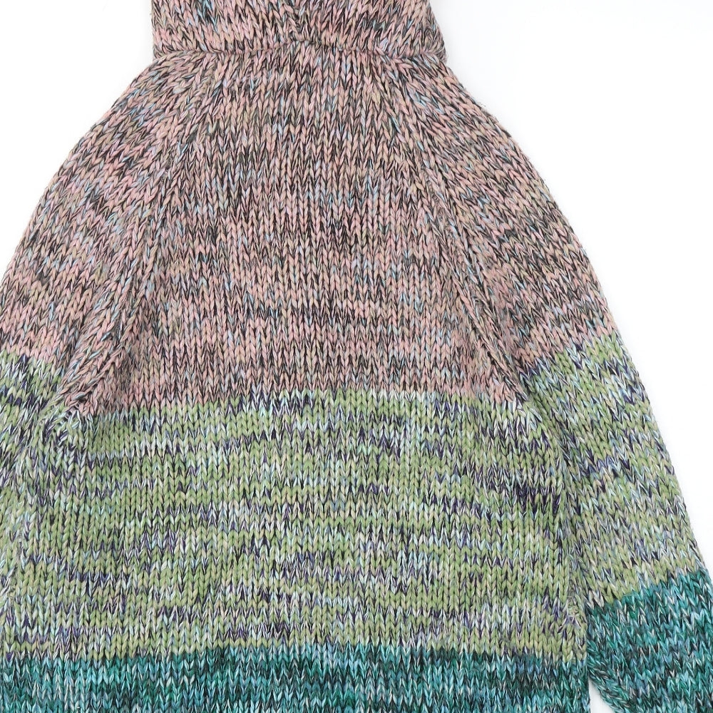 Cotton Traders Womens Multicoloured Round Neck Acrylic Full Zip Jumper Size 16