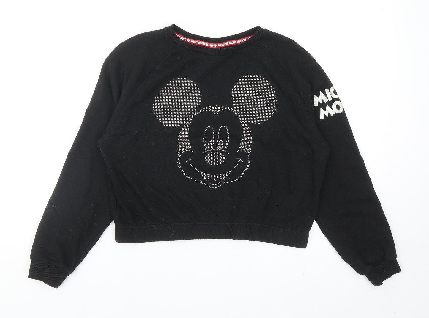 Primark Girls Black Cotton Pullover Sweatshirt Size 11-12 Years Pullover - Mickey Mouse