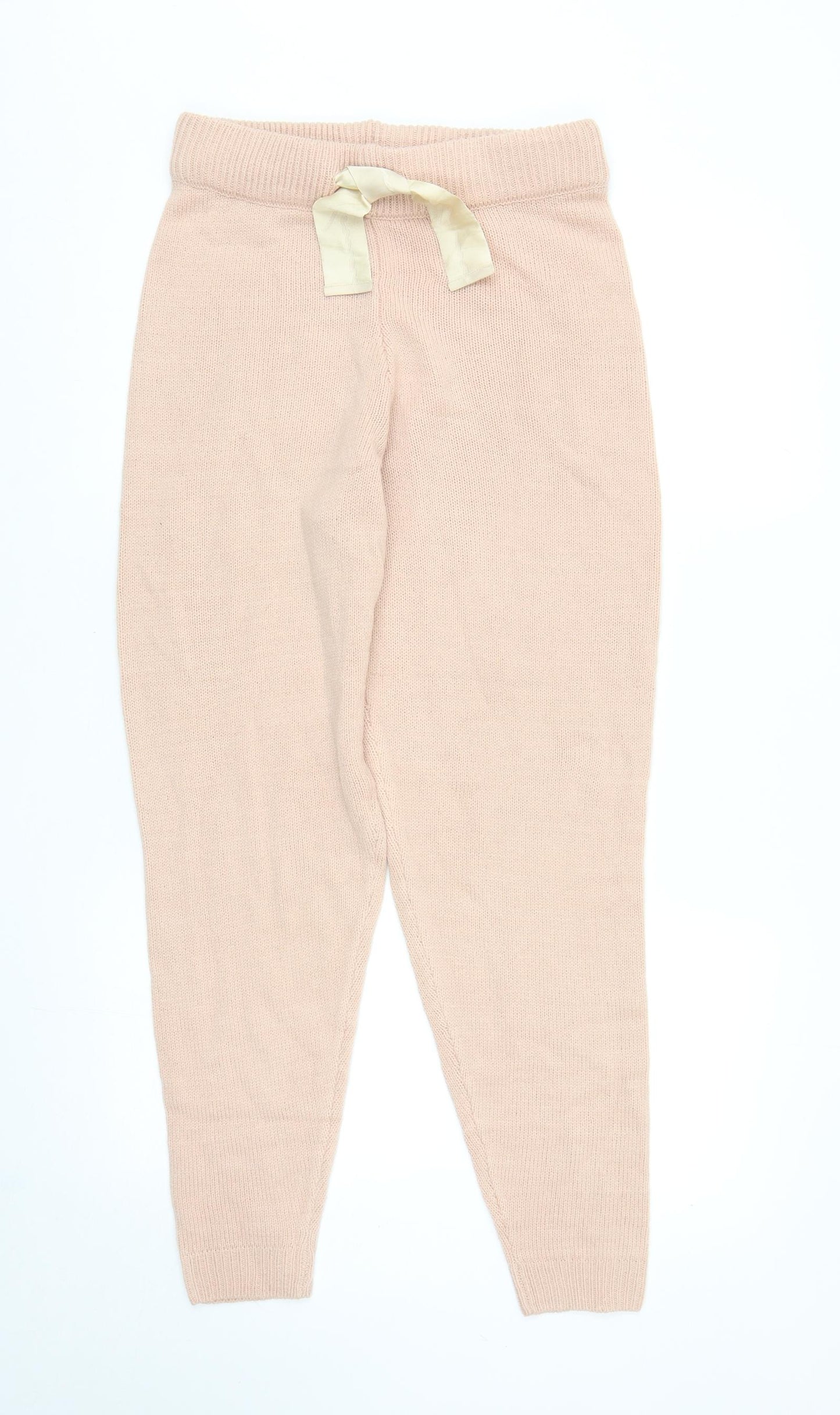 Boohoo Womens Pink Acrylic Jogger Trousers Size S L29 in Regular Drawstring