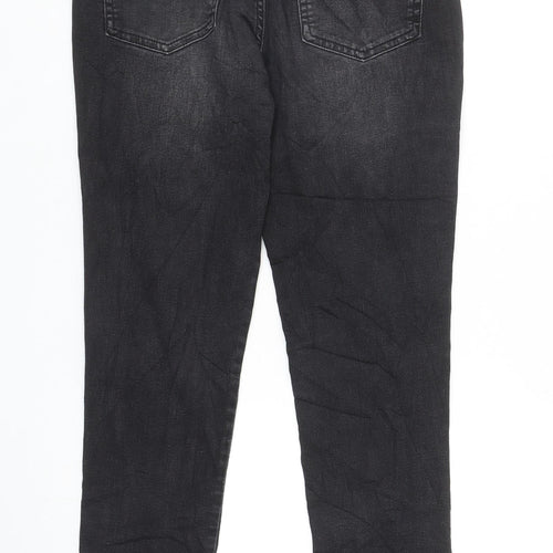 Marks and Spencer Girls Black Cotton Skinny Jeans Size 14-15 Years L28.5 in Regular Zip