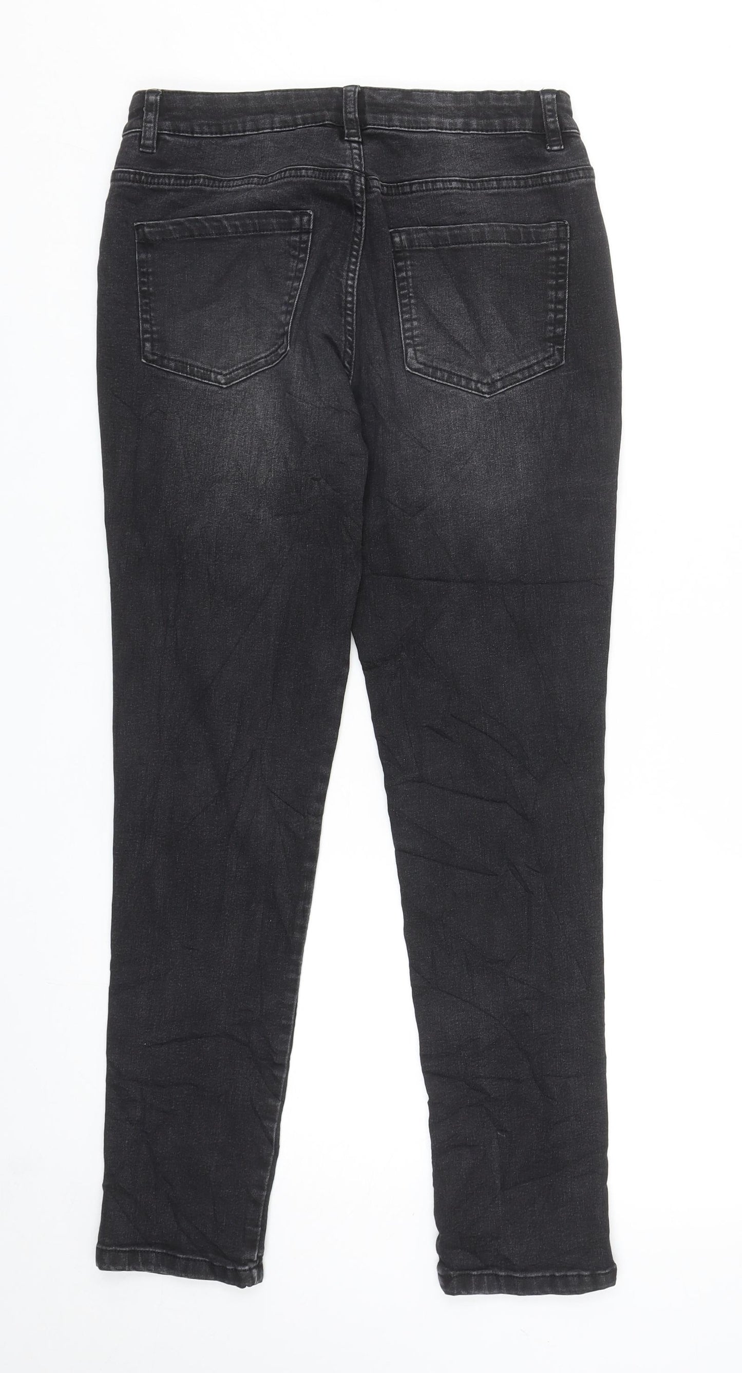 Marks and Spencer Girls Black Cotton Skinny Jeans Size 14-15 Years L28.5 in Regular Zip