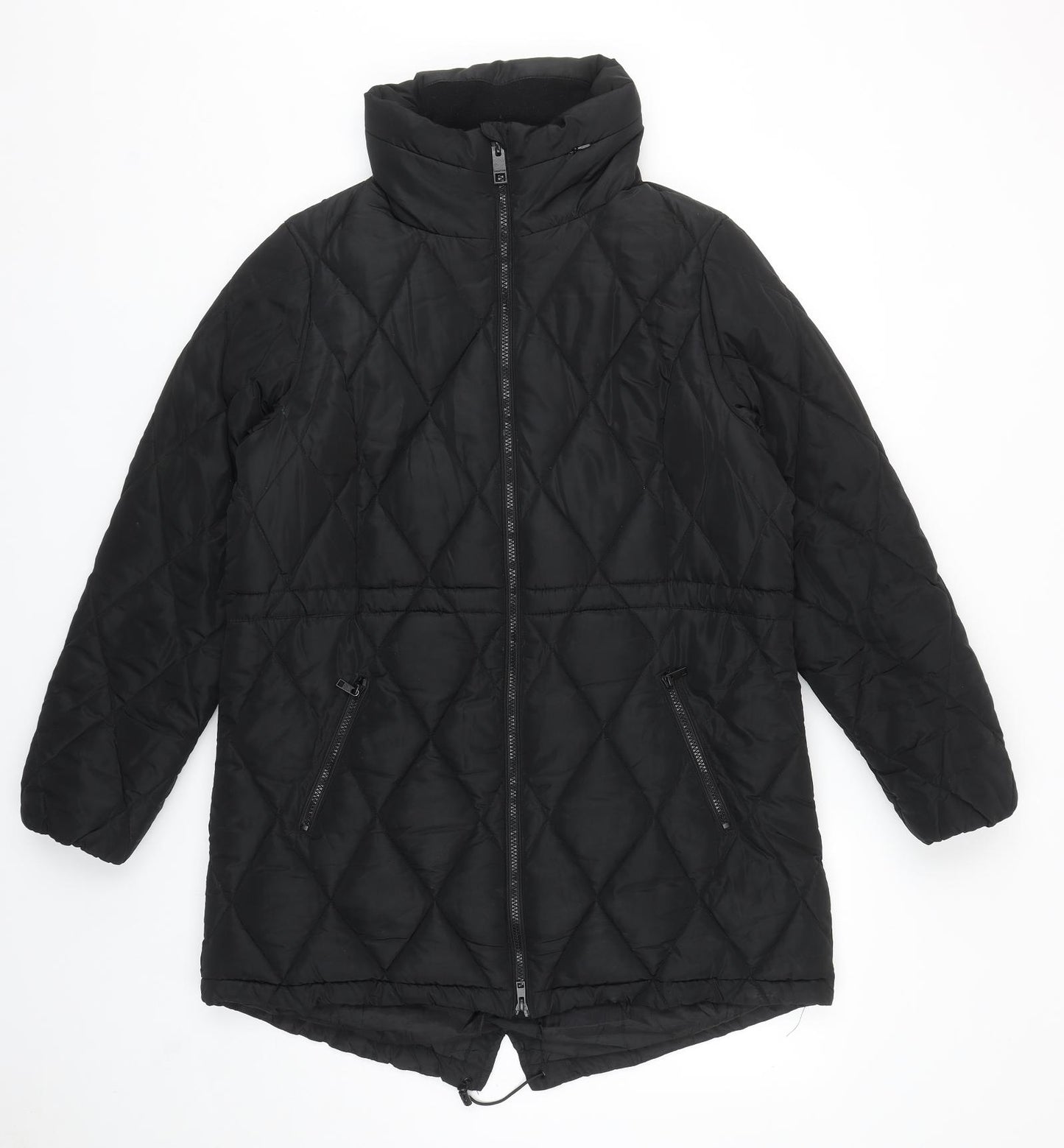 Marks and Spencer Womens Black Puffer Jacket Coat Size 14 Zip