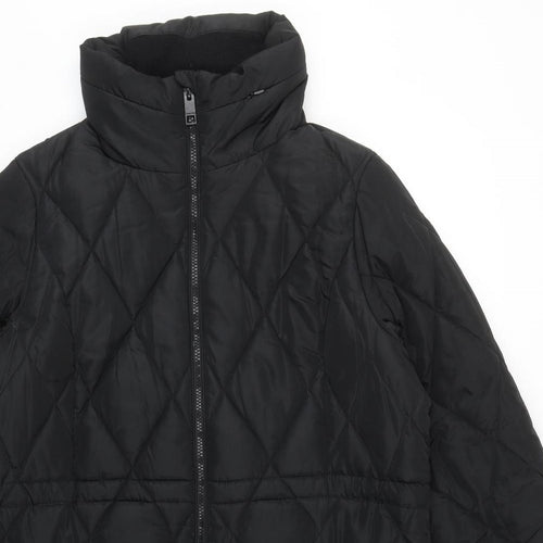 Marks and Spencer Womens Black Puffer Jacket Coat Size 14 Zip