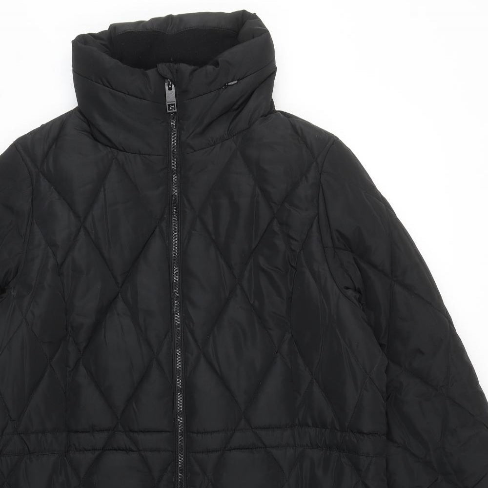 Marks and Spencer Womens Black Puffer Jacket Coat Size 14 Zip