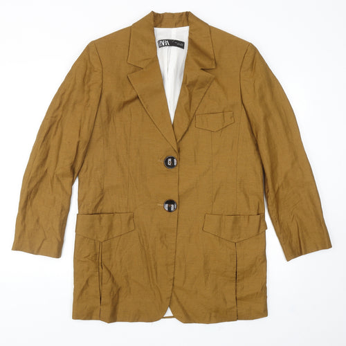 Zara Womens Brown Jacket Blazer Size S Button