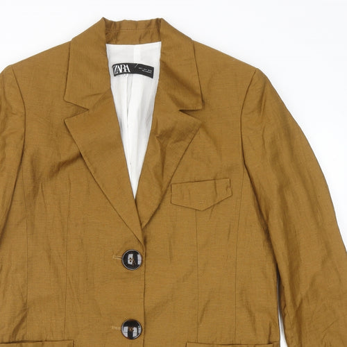 Zara Womens Brown Jacket Blazer Size S Button