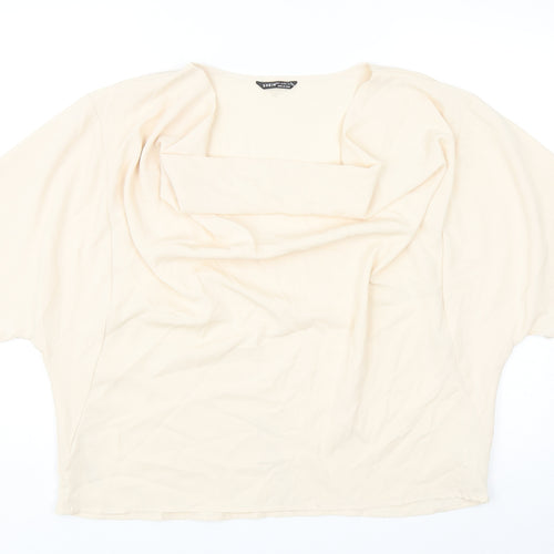 SheIn Womens Beige Polyester Basic Blouse Size L Cowl Neck