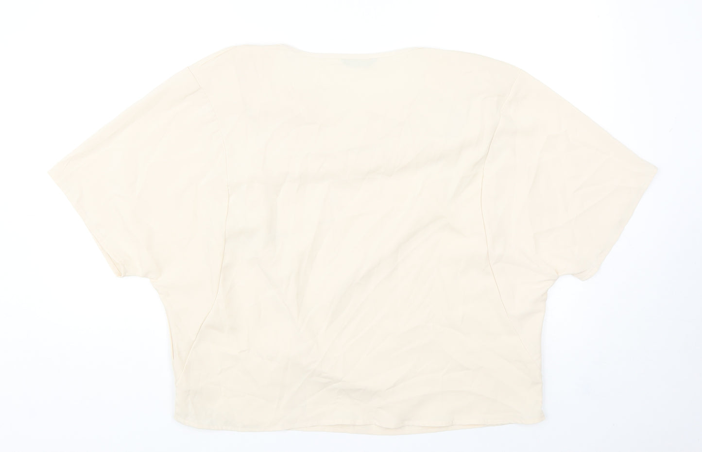SheIn Womens Beige Polyester Basic Blouse Size L Cowl Neck