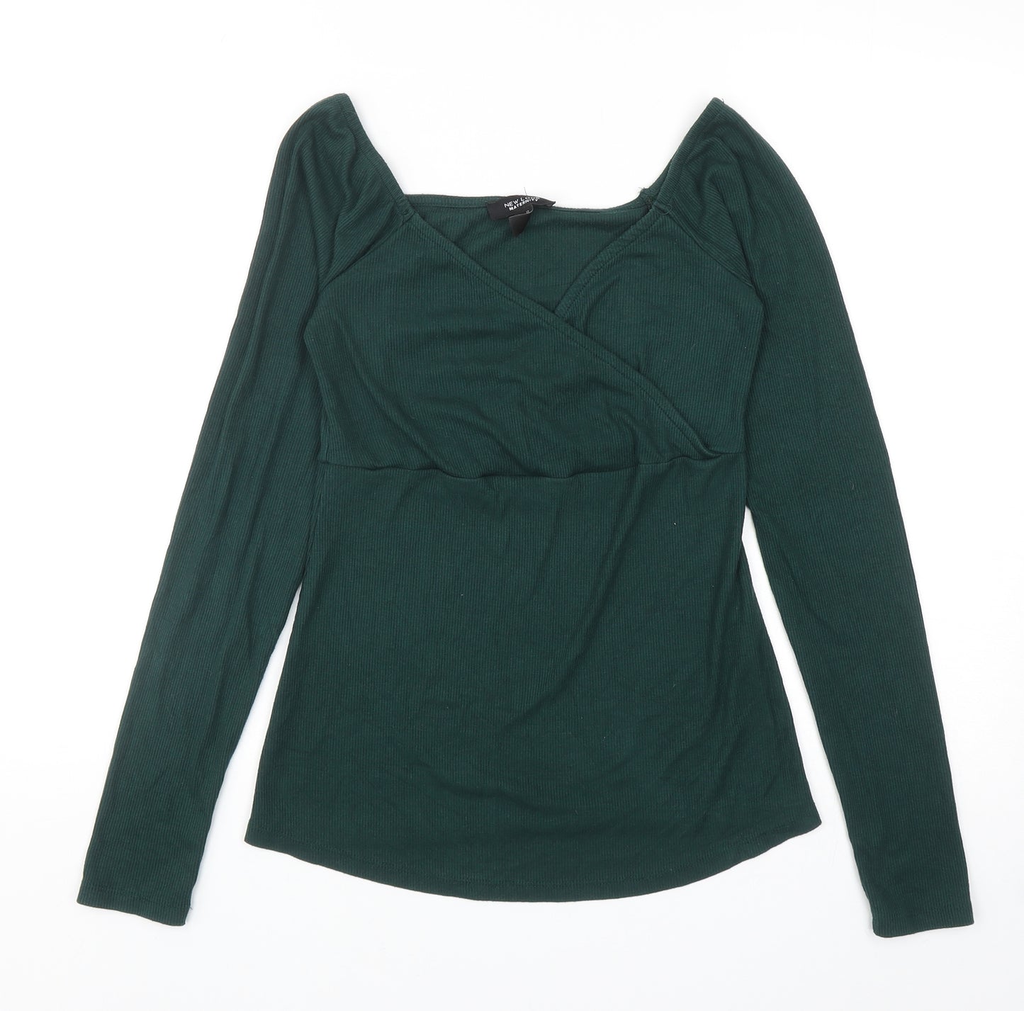 New Look Womens Green Polyester Basic Blouse Size 12 V-Neck