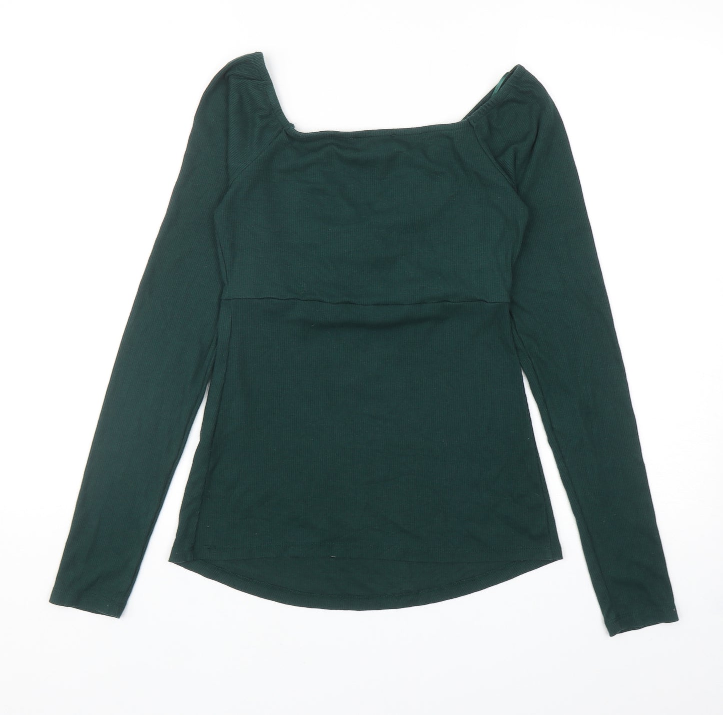 New Look Womens Green Polyester Basic Blouse Size 12 V-Neck