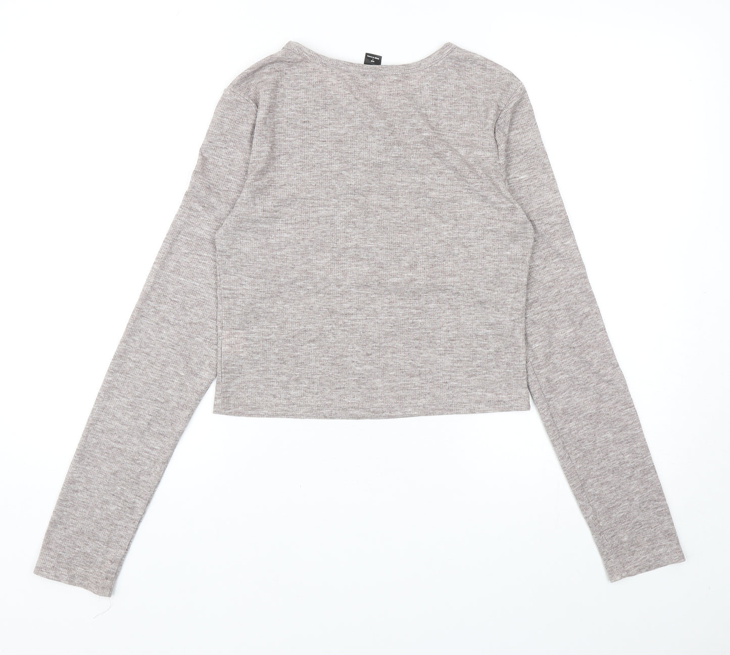 Daze Womens Grey Polyester Cropped T-Shirt Size L V-Neck - Simplicity