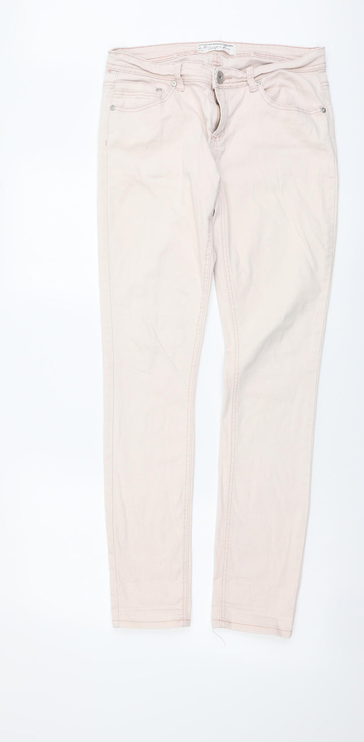 Diamonds & Divas Womens Pink Cotton Skinny Jeans Size 12 L30 in Regular Button