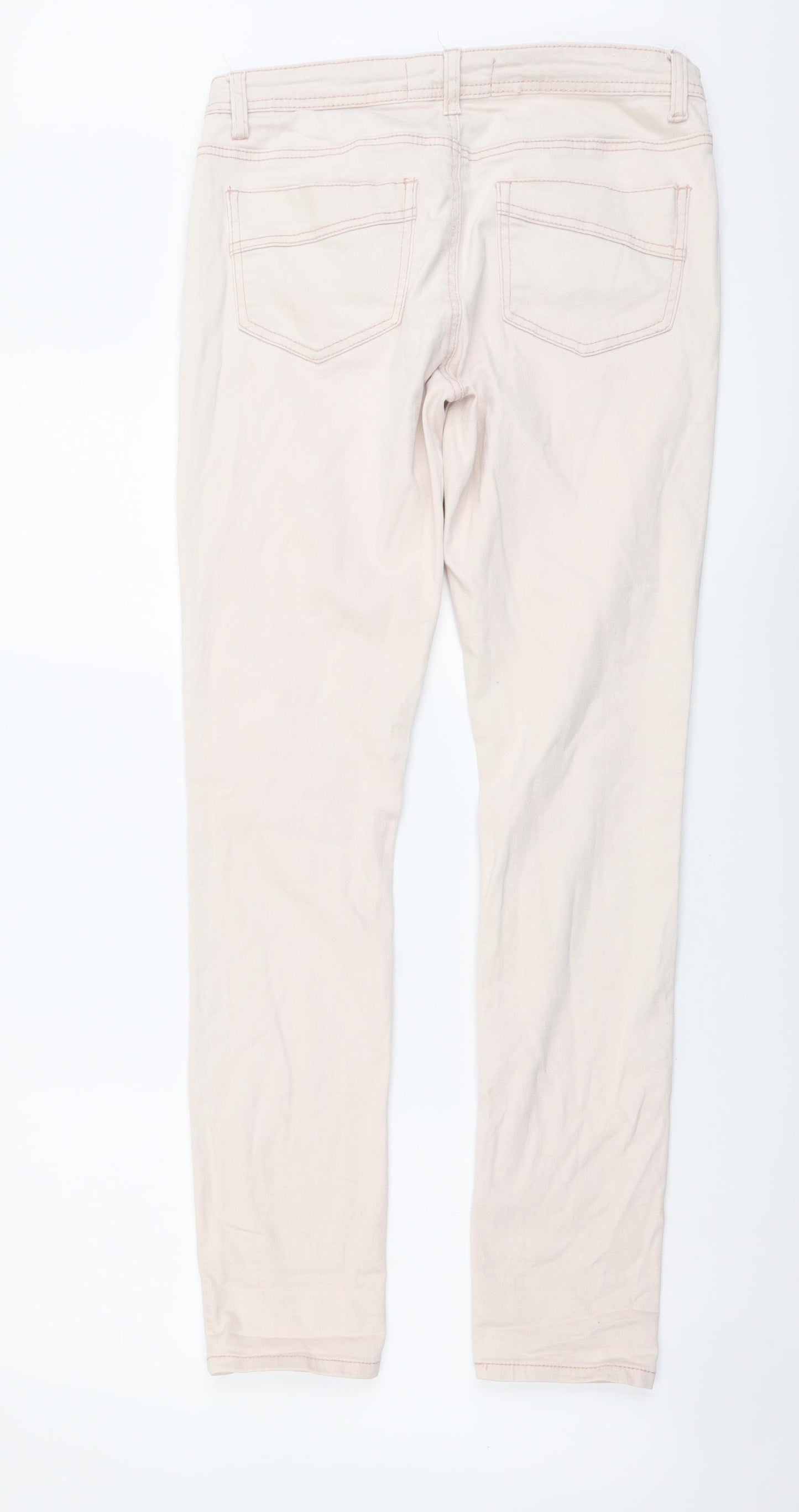 Diamonds & Divas Womens Pink Cotton Skinny Jeans Size 12 L30 in Regular Button