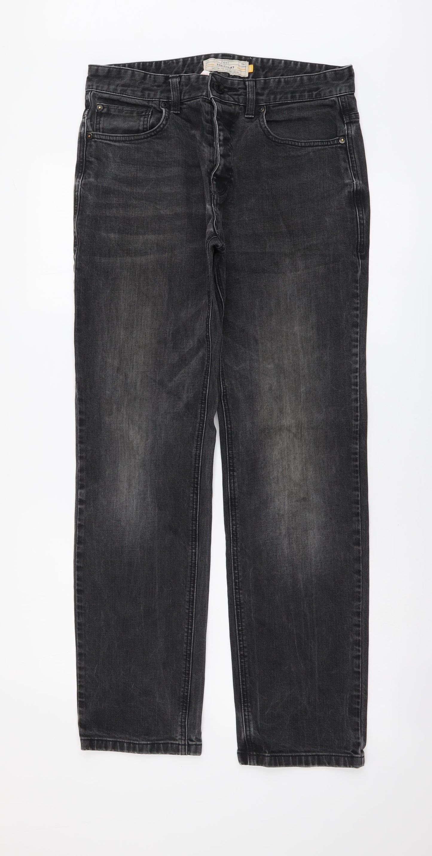 NEXT Mens Grey Cotton Straight Jeans Size 30 in L30 in Regular Button