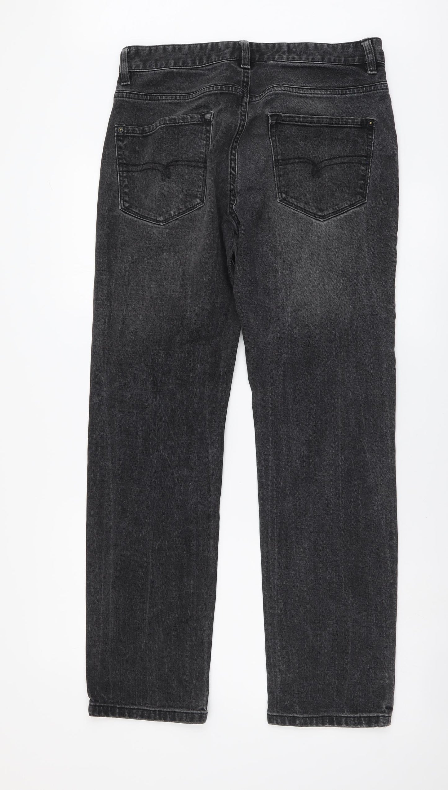 NEXT Mens Grey Cotton Straight Jeans Size 30 in L30 in Regular Button