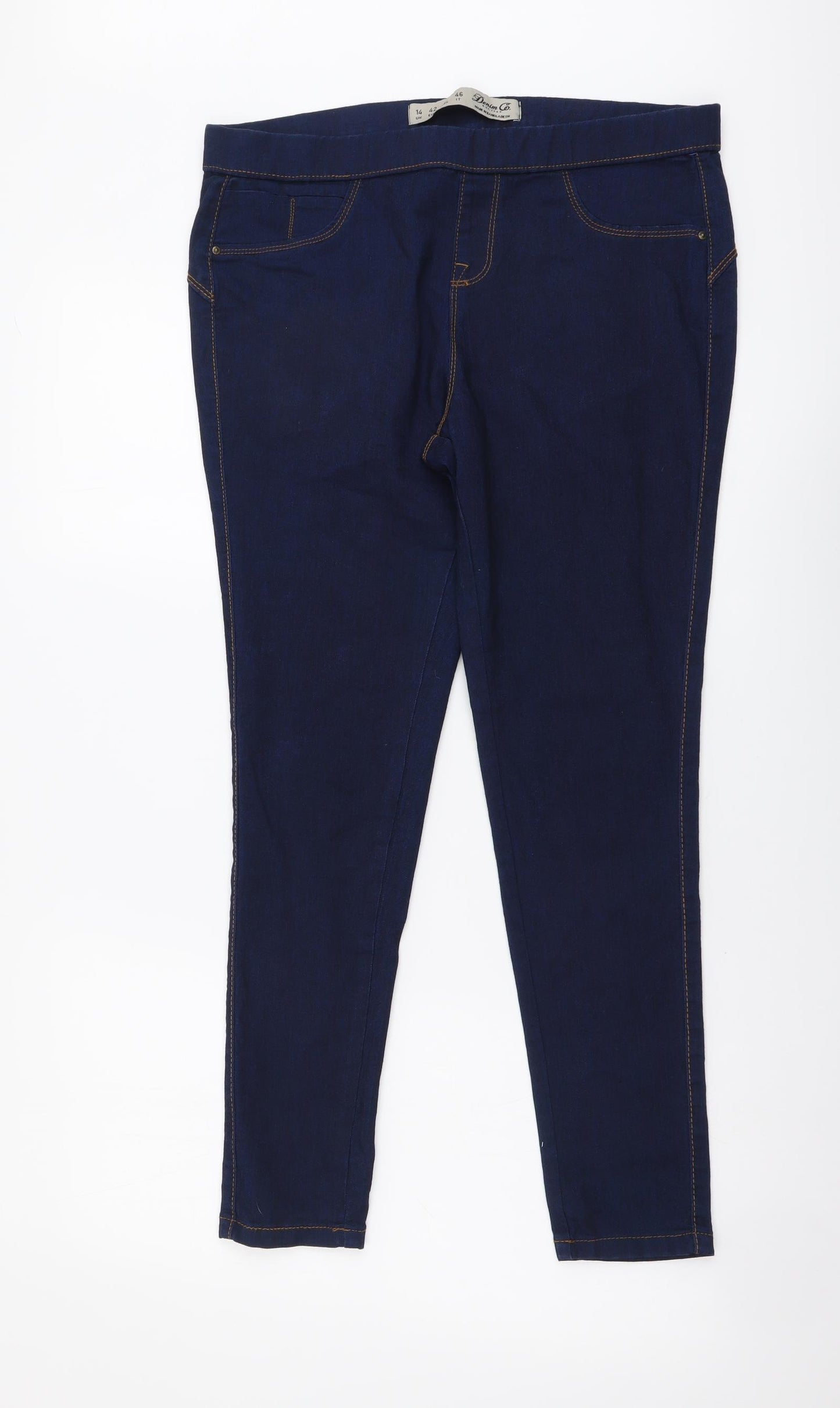 Denim & Co. Womens Blue Cotton Jegging Leggings Size 14 L26 in