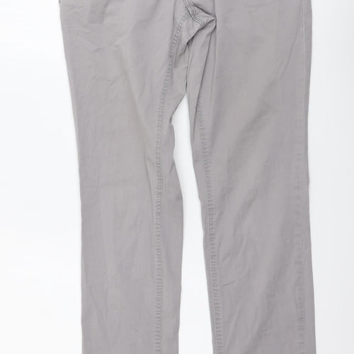 H&M Womens Grey Cotton Chino Trousers Size S L32 in Regular Button