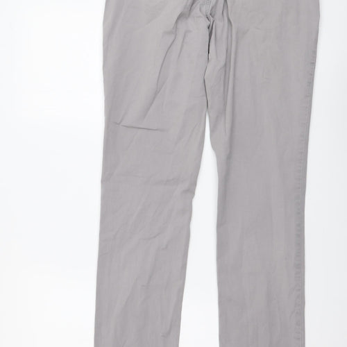 H&M Womens Grey Cotton Chino Trousers Size S L32 in Regular Button