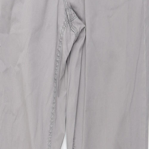 H&M Womens Grey Cotton Chino Trousers Size S L32 in Regular Button